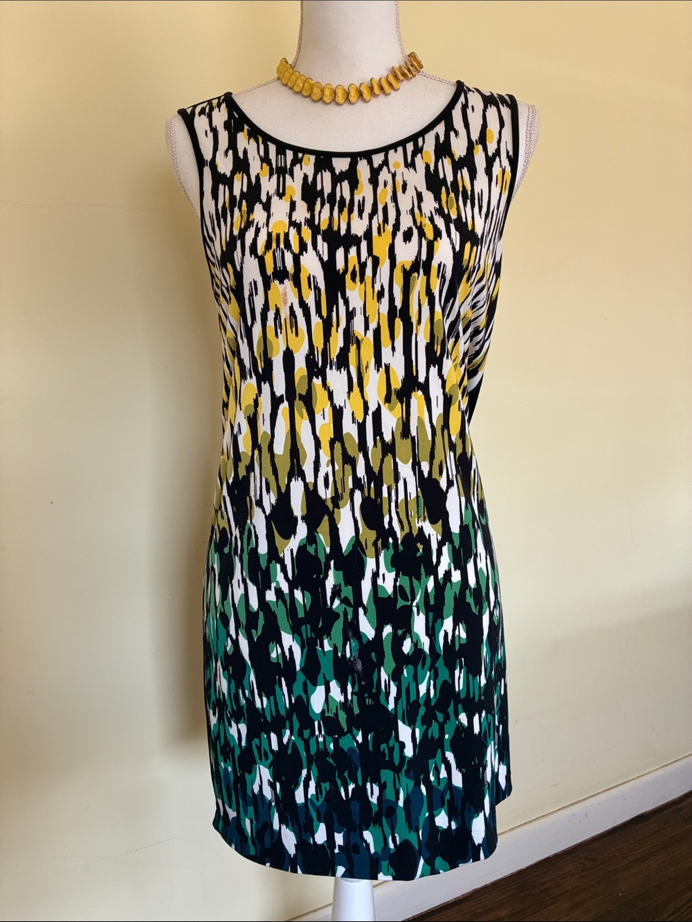 Banana Republic Sleeveless Mini Dress in Yellow, Green & Black